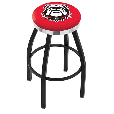 30 Blk Wrinkle Georgia Bulldog Swivel Bar Stool,Chrome Ring